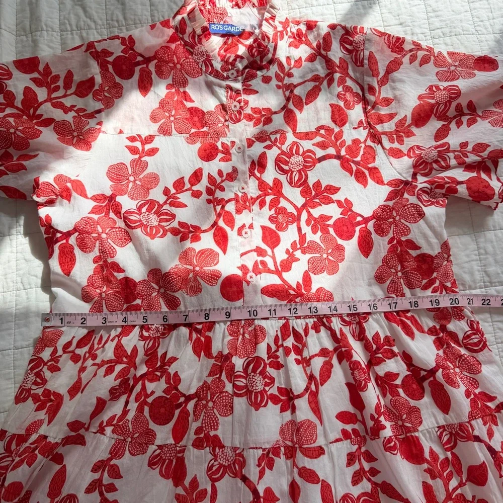 Ro's Garden Vibeka Short Floral Print Dress Large NWT Red White - Picture 7 of 10